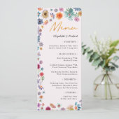 Botanische Roze Boho Chique Wildflower Tuin Bruilo Menu (Staand voorkant)