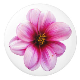 Botanische roze Dahlia-ventilator op elke kleur Keramische Knop