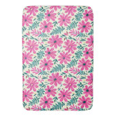 Botanische roze Daisy Waterverf Badmat (Voorkant Verticaal)