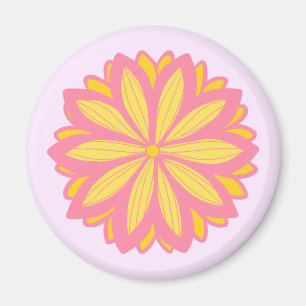 Botanische roze en gele bloem magneet