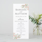 Botanische roze en groene Boho Wedding Menu Kaart (Staand voorkant)