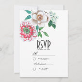 Botanische roze en groene handbeschilderde floraal kaart (Voorkant)