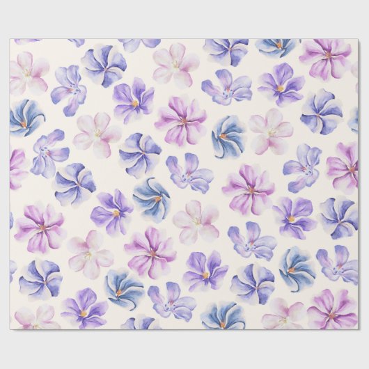 Botanische roze en paarse bloemen cadeaupapier (Vlak)