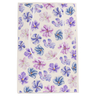 Botanische roze en paarse bloemen medium cadeauzakje