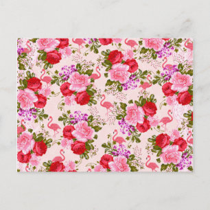 Botanische  roze florale waterverf flamingo briefkaart