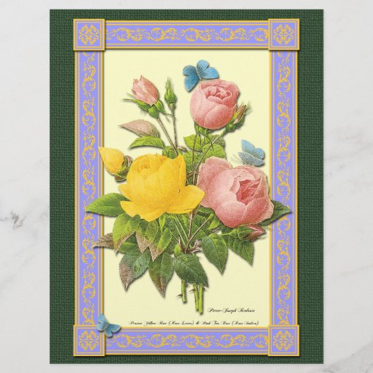 Botanische Roze Gele Rozen Aangepaste Flyer (Voorkant)