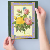 Botanische Roze Gele Rozen Aangepaste Flyer (Hand)