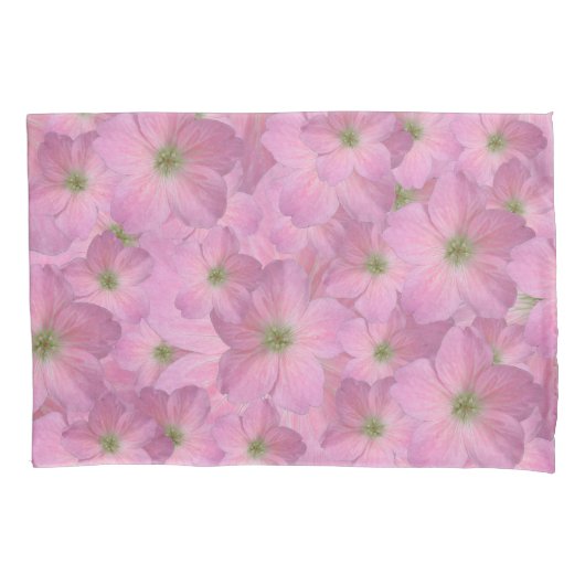 botanische roze geranium kussensloop (Voorkant)