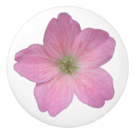 Botanische roze geraniumventiel op elke kleur keramische knop