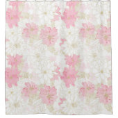 Botanische roze gouden bloemen douchegordijn (Voorkant)