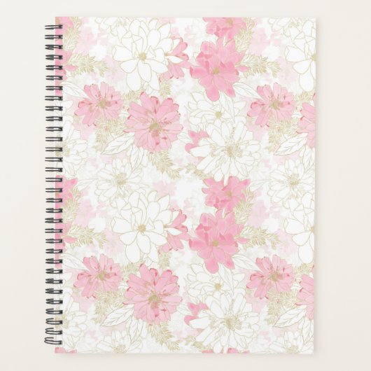 Botanische roze gouden bloemen planner (Voorkant)