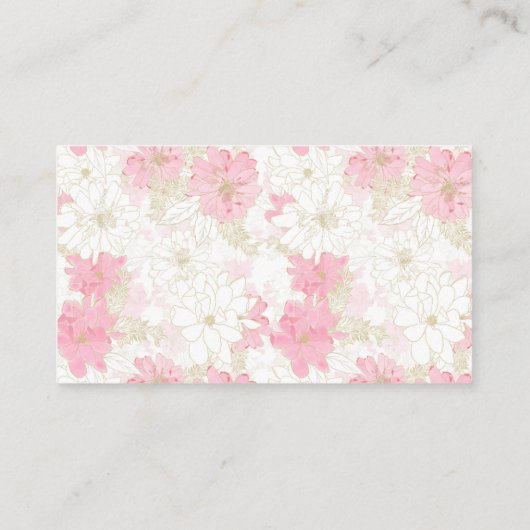 Botanische roze gouden bloemen visitekaartje (Achterkant)