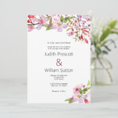 Botanische roze kersenbloesem zomer bruiloft kaart (Staand voorkant)