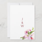 Botanische roze kersenbloesem zomer bruiloft kaart (Achterkant)
