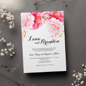 Botanische roze, klassieker, florale bruiloft kaart