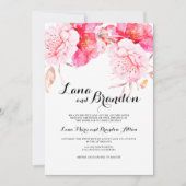 Botanische roze, klassieker, florale bruiloft kaart (Voorkant)