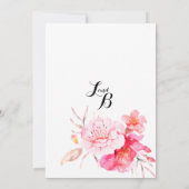 Botanische roze, klassieker, florale bruiloft kaart (Achterkant)