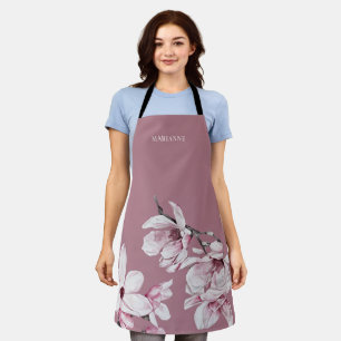 Botanische roze Magnolia Custom Schort