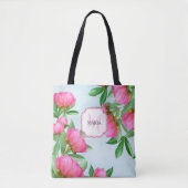 Botanische roze pony's Chic Girly Monogram pony's Draagtas (Voorkant)