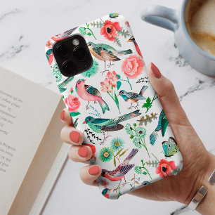 Botanische roze rode en groene bloemen iPhone 11 hoesje