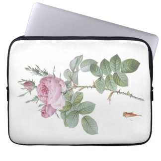 Botanische roze roos en Grasshopper laptophoes Laptop Sleeve