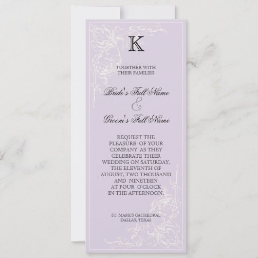 Botanische roze roze, lavender Weddenschap Kaart (Voorkant)