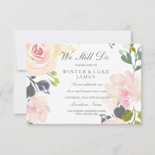 Botanische roze roze roze bruine hernieuwde uitnod kaart (Voorkant)