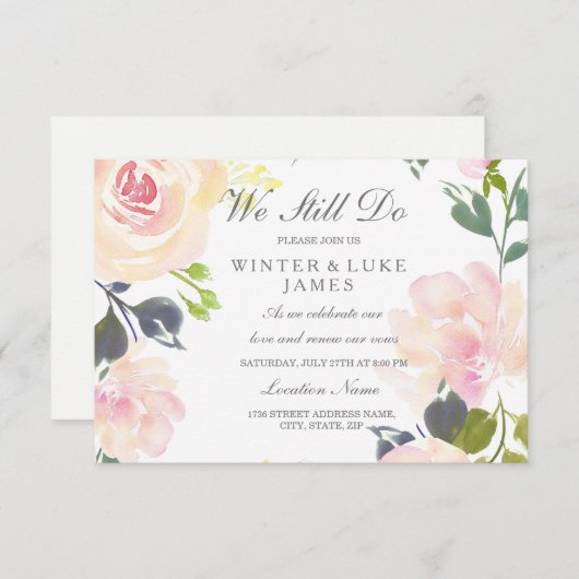 Botanische roze roze roze bruine hernieuwde uitnod kaart (Voorkant / Achterkant)