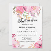 Botanische roze sinaasappels Herfst in Love Weddin Kaart (Voorkant)