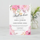 Botanische roze sinaasappels Herfst in Love Weddin Kaart (Staand voorkant)