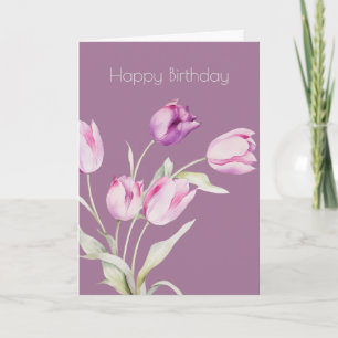 Botanische roze tulpenbloem Boho verjaardag Kaart