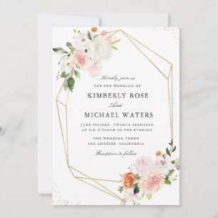 botanische roze waterverf florale geometrische bru kaart