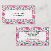 Botanische roze Waterverf Visitekaartje (Voorkant / Achterkant)