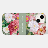 botanische Rozen Pastel Groen en Roze Case-Mate iPhone Case (Achterkant (horizontaal))