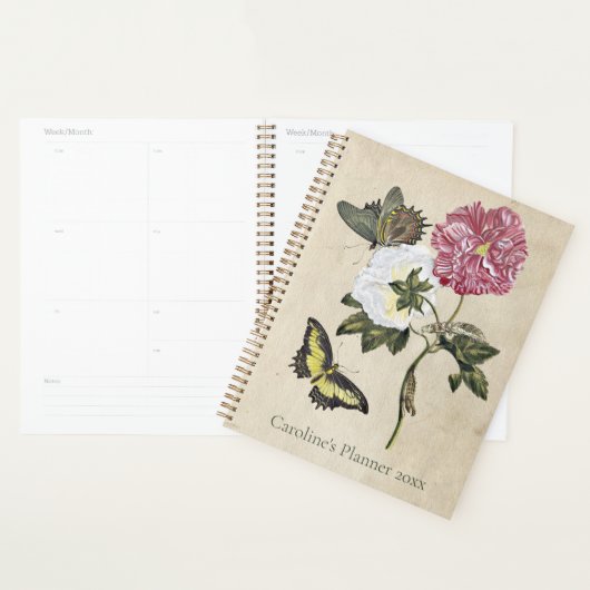 botanische rozen vlinderrups planner (Display)