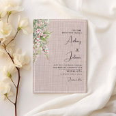 Botanische rustieke blush roze mint bloemenbruilof kaart