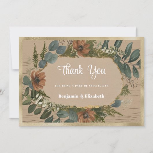 Botanische rustieke bosbloemen Bedankt Kaart (Voorkant)