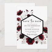 Botanische rustieke Bourgondische bruiloft Save The Date (Voorkant / Achterkant)