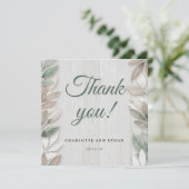 Botanische rustieke Waterverf bruiloft bedankkaart (Staand voorkant)