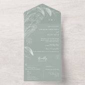 Botanische Sage Green All-in-One Weddenschap All In One Uitnodiging (Binnen)