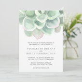 Botanische Sage Green Waterverf Succulent Wedding Kaart (Staand voorkant)