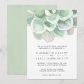 Botanische Sage Green Waterverf Succulent Wedding Kaart (Voorkant / Achterkant)