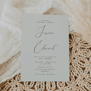 Botanische Sage Green Wedding Invitation Kaart