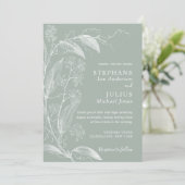  botanische Sage Green Wedding Uitnodiging (Staand voorkant)