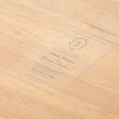 Botanische Sage Groene Monogram Crest Wedding Acryl Uitnodigingen (Laagn)