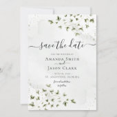 Botanische salie groenblijvende bladeren rustiek m save the date (Voorkant)