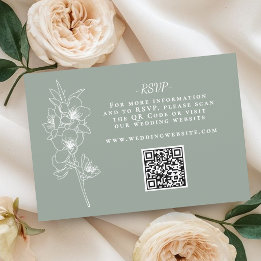 Botanische saliegroene trouw-QR-code RSVP Kaartje