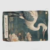  botanische scène blauwe kraan aanpasbaar golfhanddoek (Horizontaal)