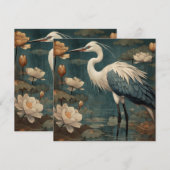  botanische scène blauwe kraan en lotus ook (Voorkant / Achterkant)