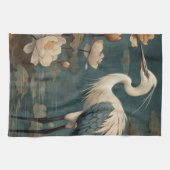  botanische scène blauwe kraan en lotus ook theedoek (Horizontaal)